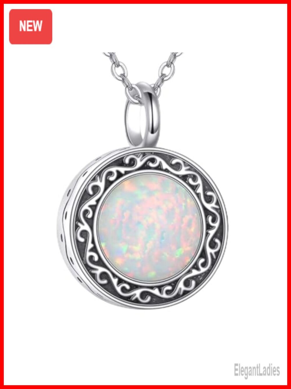 925 Sterling Silver Opal Urn Necklace Celtic Knot Ashes Memorial Jewelry